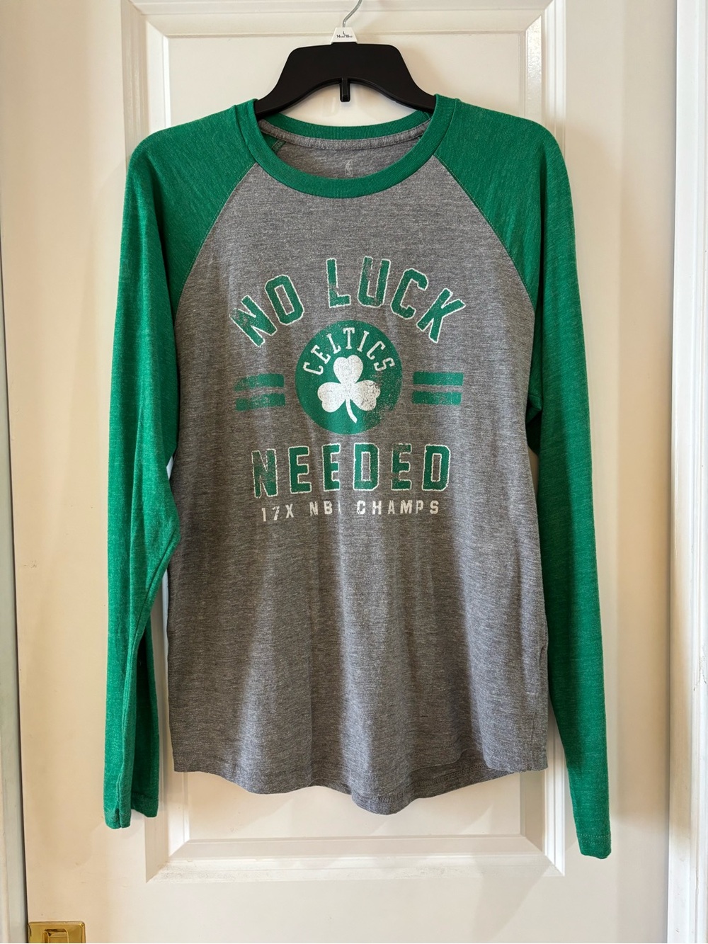 Boston Celtics Women’s' Green & Gray Raglan Long-Sleeve Tee